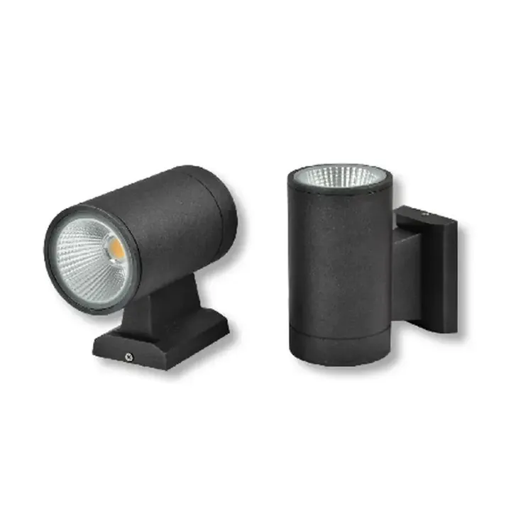 Ciara cylinder wall lights in dark grey, one tilting and one two-way