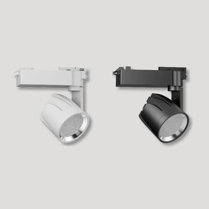 Graze track spotlights in white and black on track adaptors