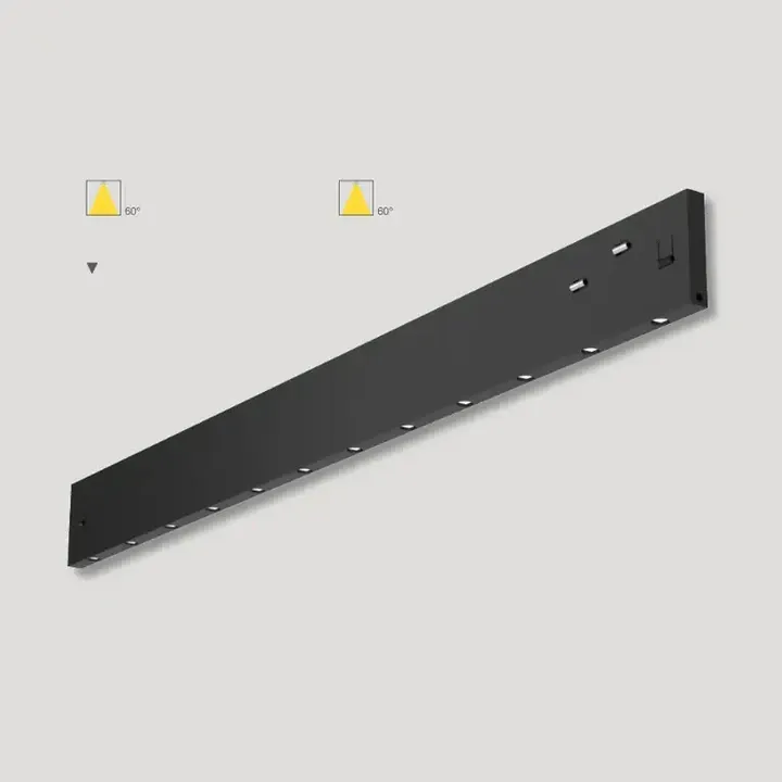 Velin linear track module in black at two lengths